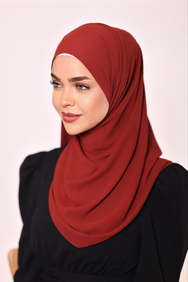 Luxury Crepe Chiffon Hijab - Dark Orange