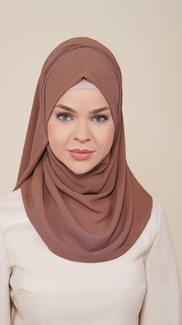 Chamomel Shawls Luxury Crepe Chiffon Hijab - Brown