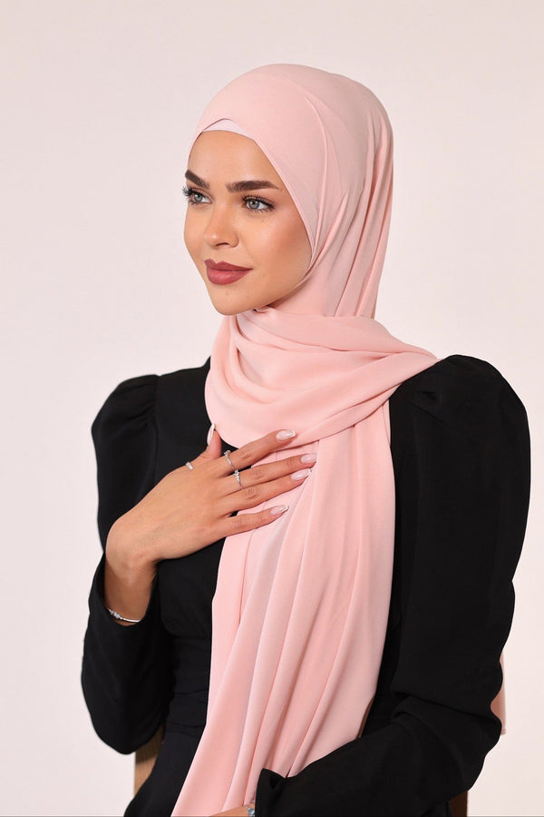 Chamomel Shawls Luxury Crepe Chiffon Hijab - Light Peach
