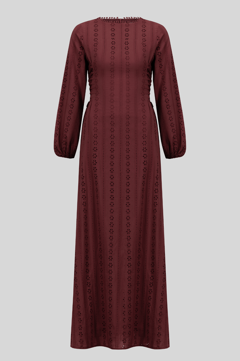 Chamomel Dresses 100% cotton lace embroidery dress - Red