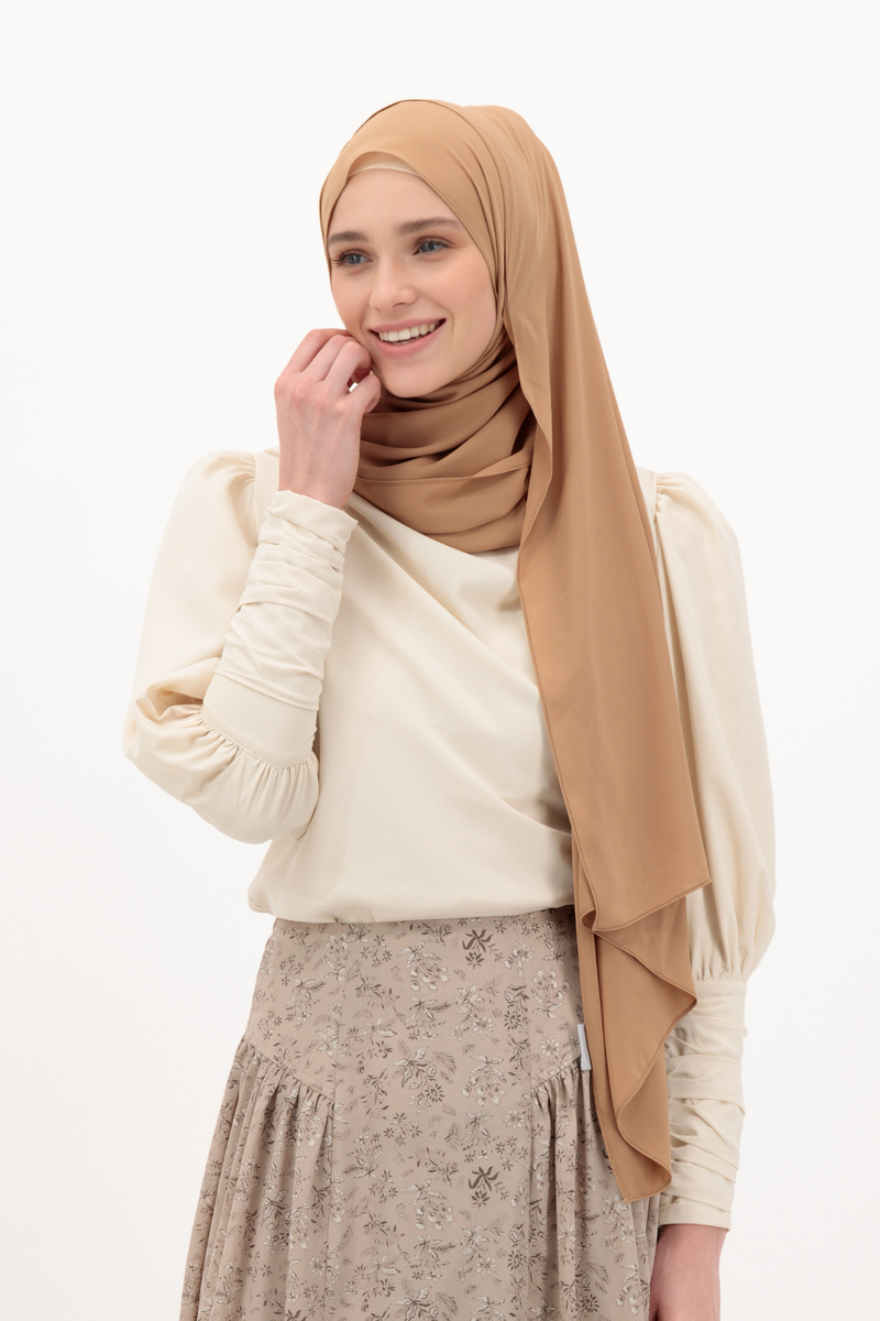 Summer Long Sleeves Crepe Top - Beige