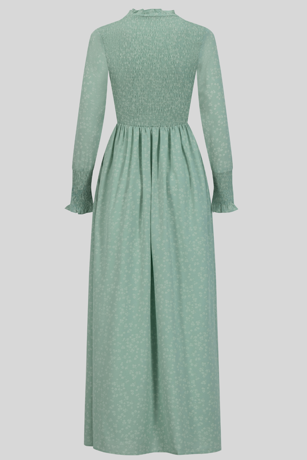 Summer Modest Flowered Beach Dress - Green