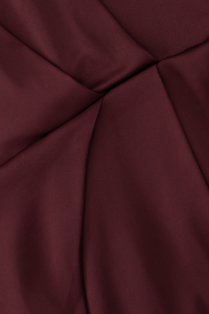 Satin Classy Evening  Dress - Maroon Red