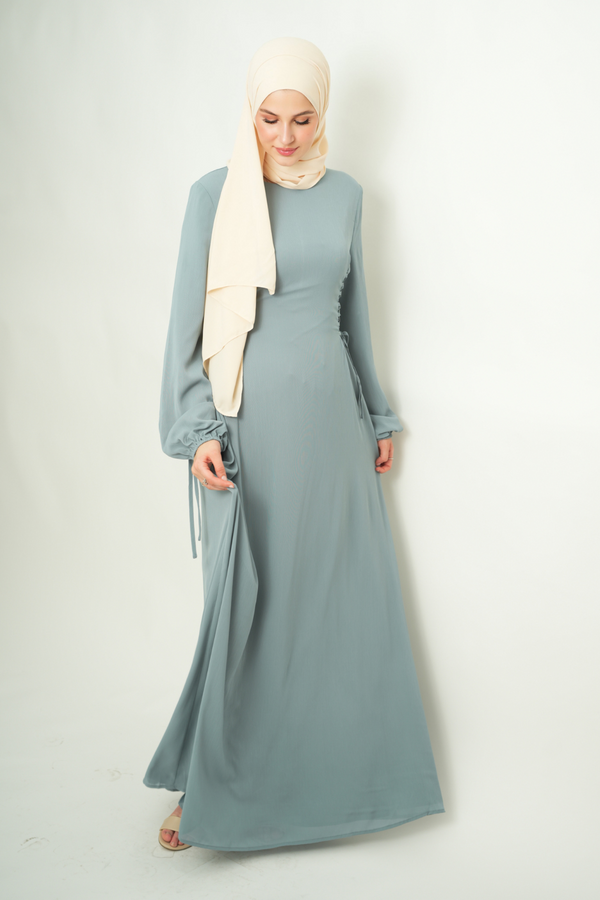 Flattering Chiffon Vintage Dress - Blue