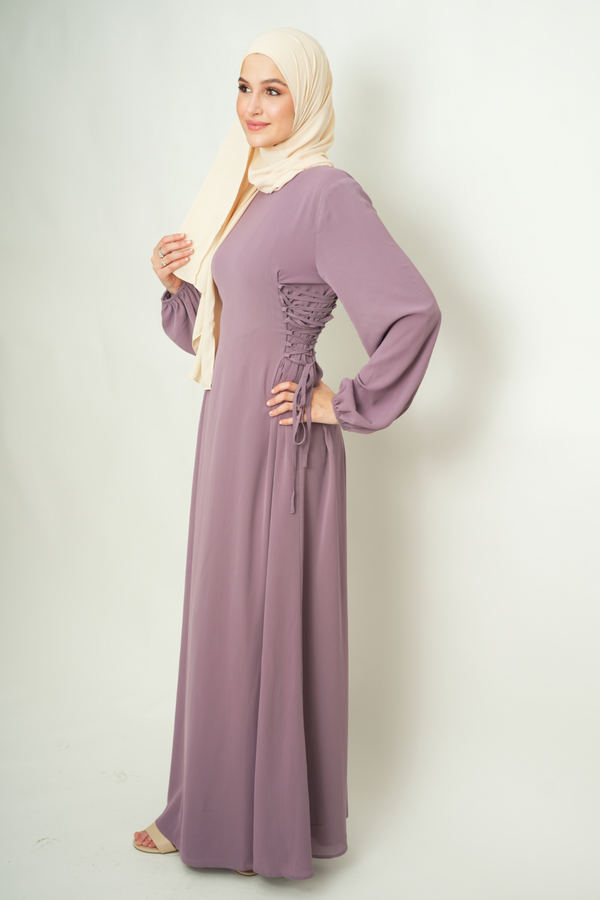 Flattering Chiffon Vintage Dress - Purple