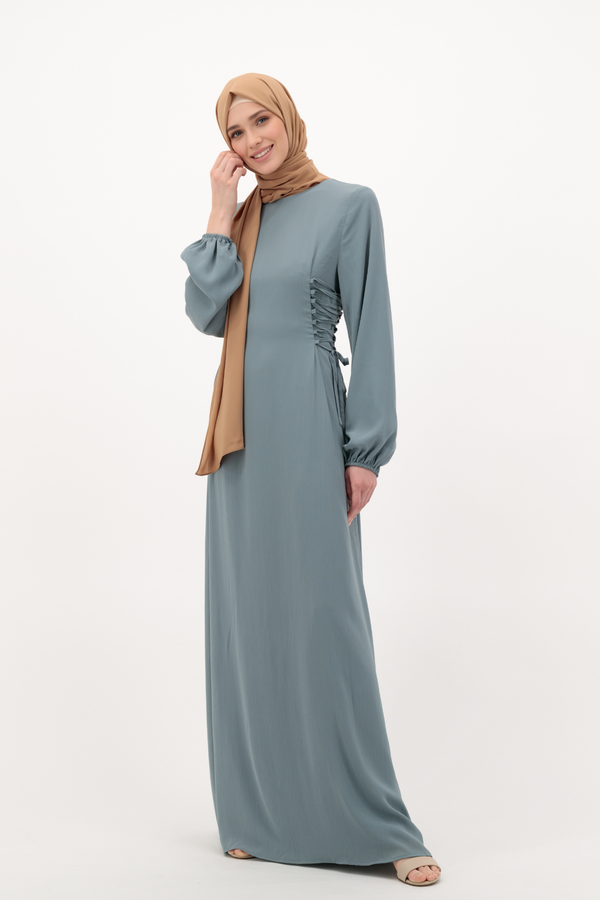 Flattering Chiffon Vintage Dress - Blue