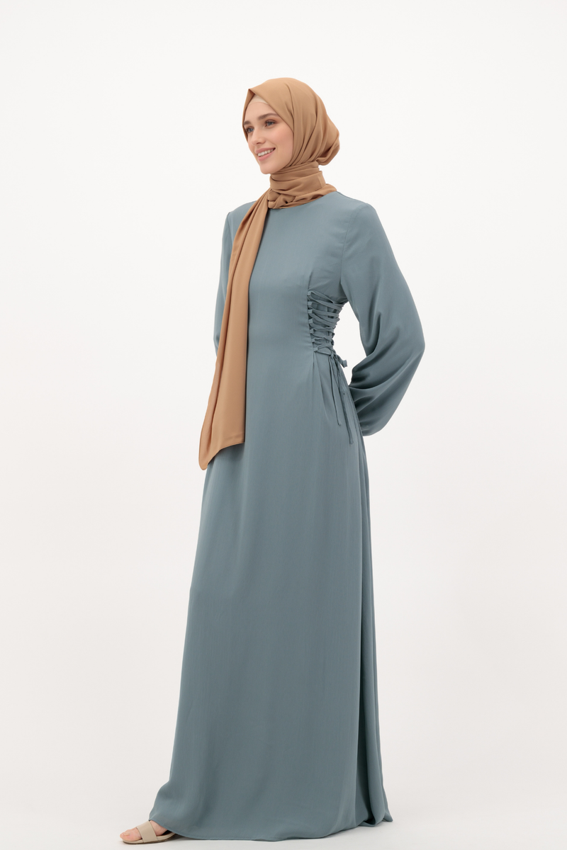 Flattering Chiffon Vintage Dress - Blue