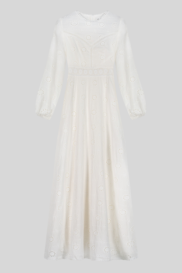 Luxury 100% Cotton Modest Beach Dress - White