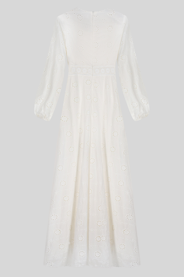 Luxury 100% Cotton Modest Beach Dress - White