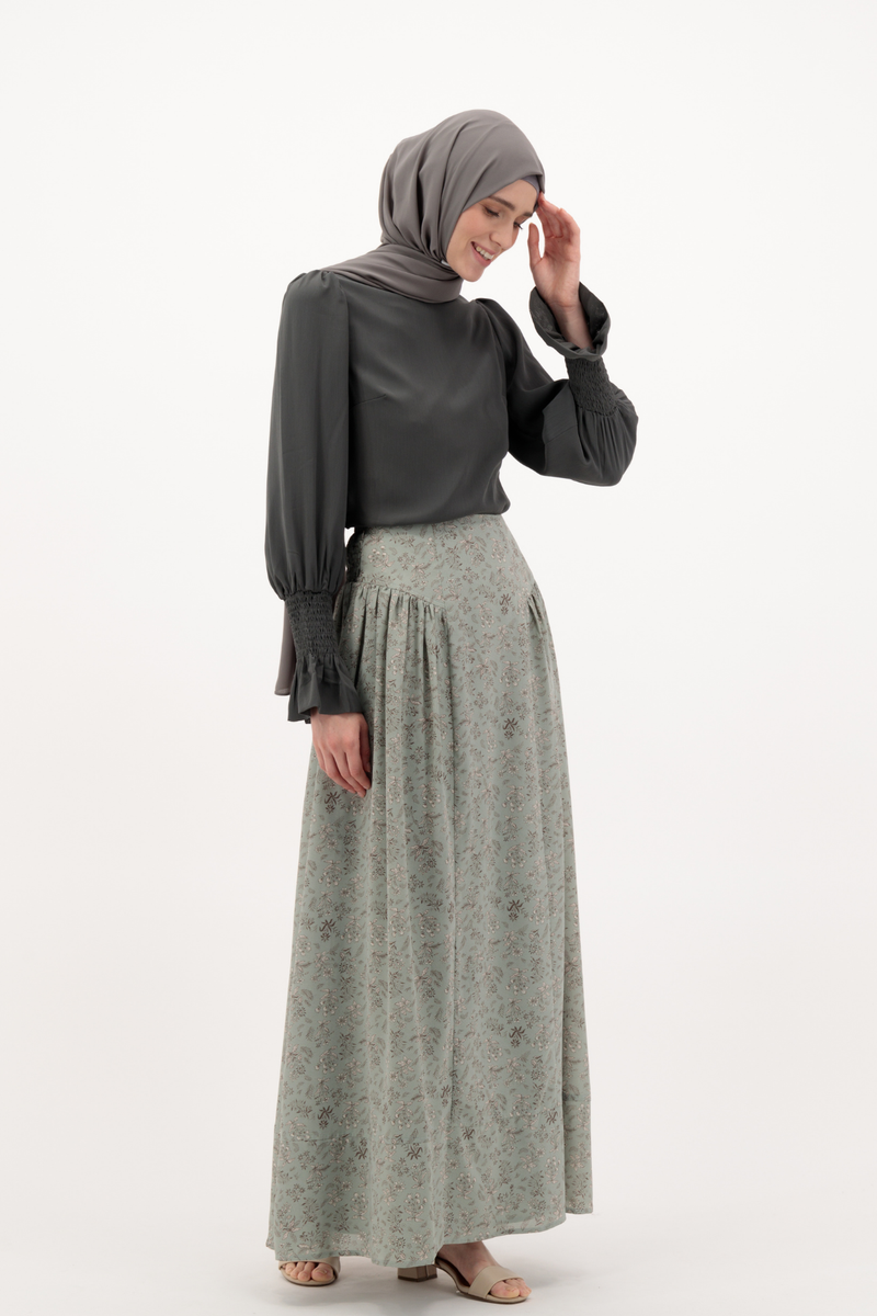 Summer Maxi Flowered Skirt - Green