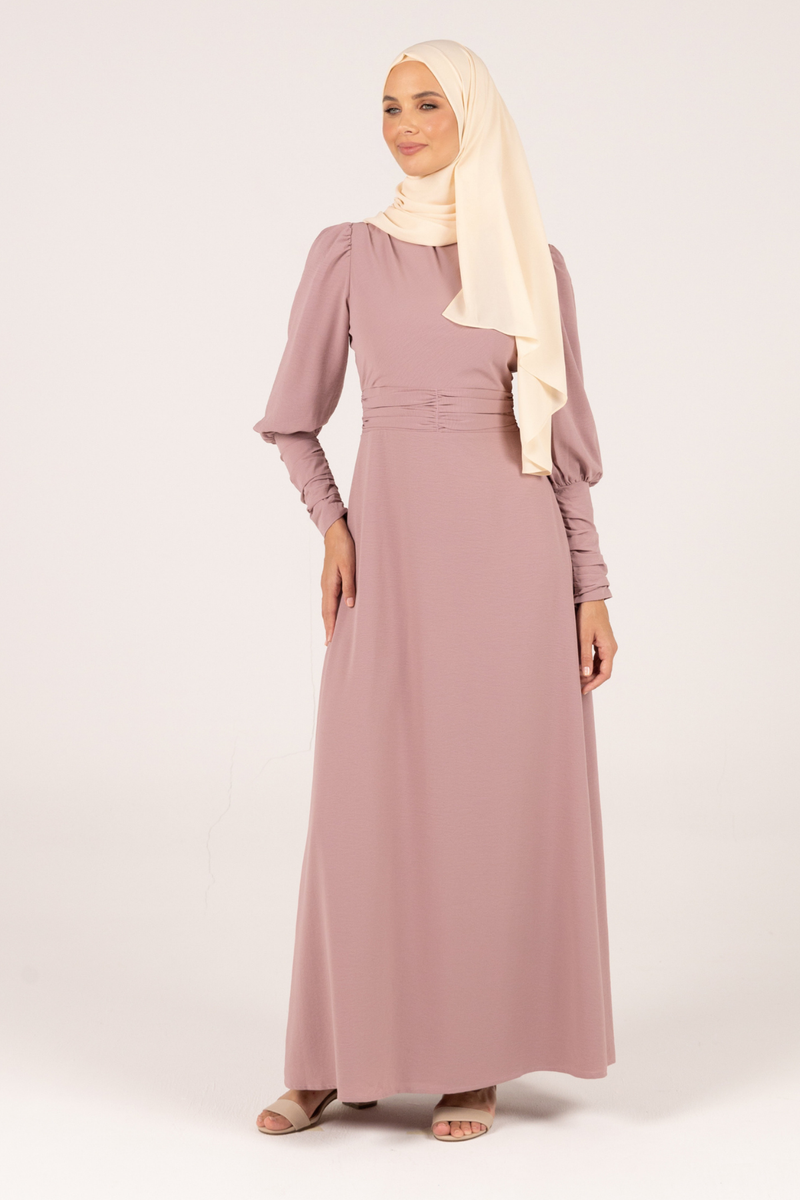 Classic Queen Sleeves Crepe Maxi Dress - Pink