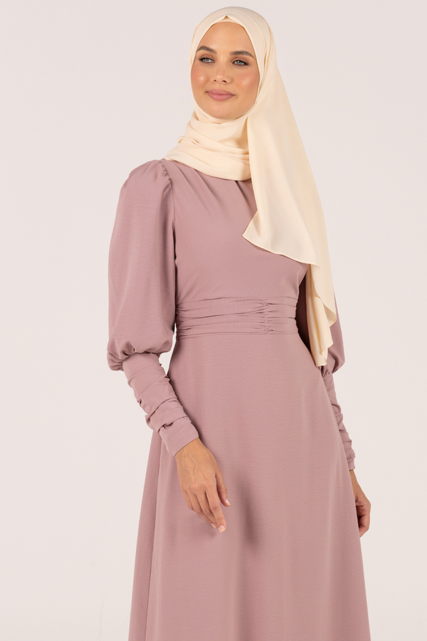 Classic Queen Sleeves Crepe Maxi Dress - Pink