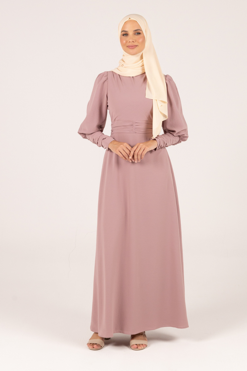 Classic Queen Sleeves Crepe Maxi Dress - Pink