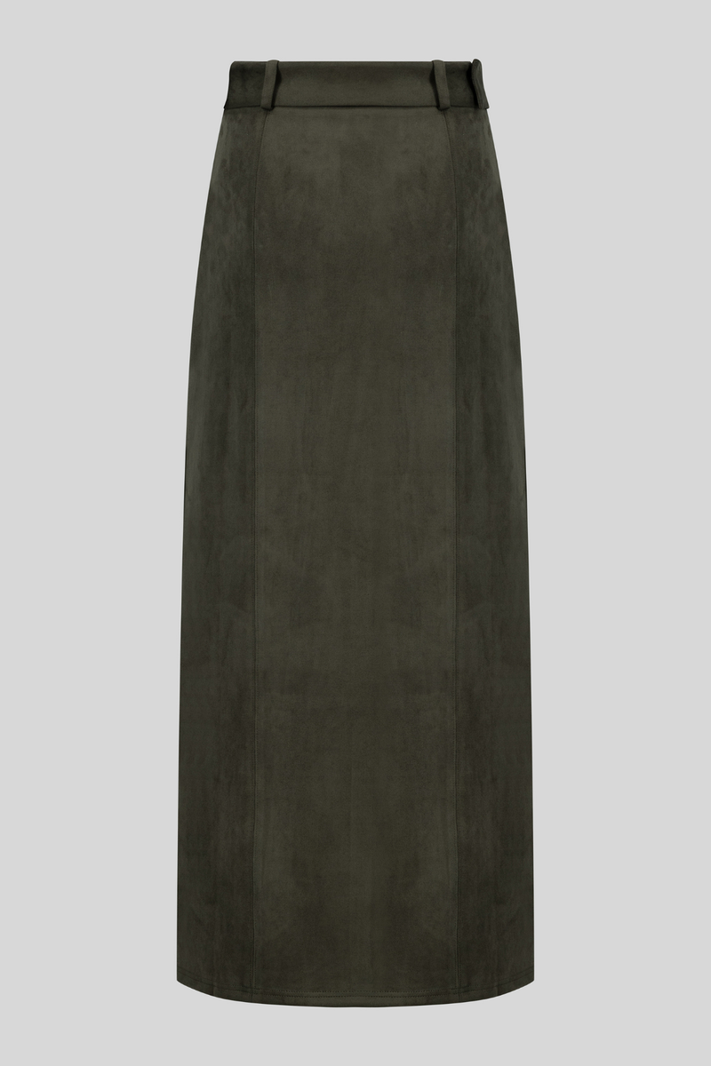 Maxi Suede Pencil Skirt - Olive Green