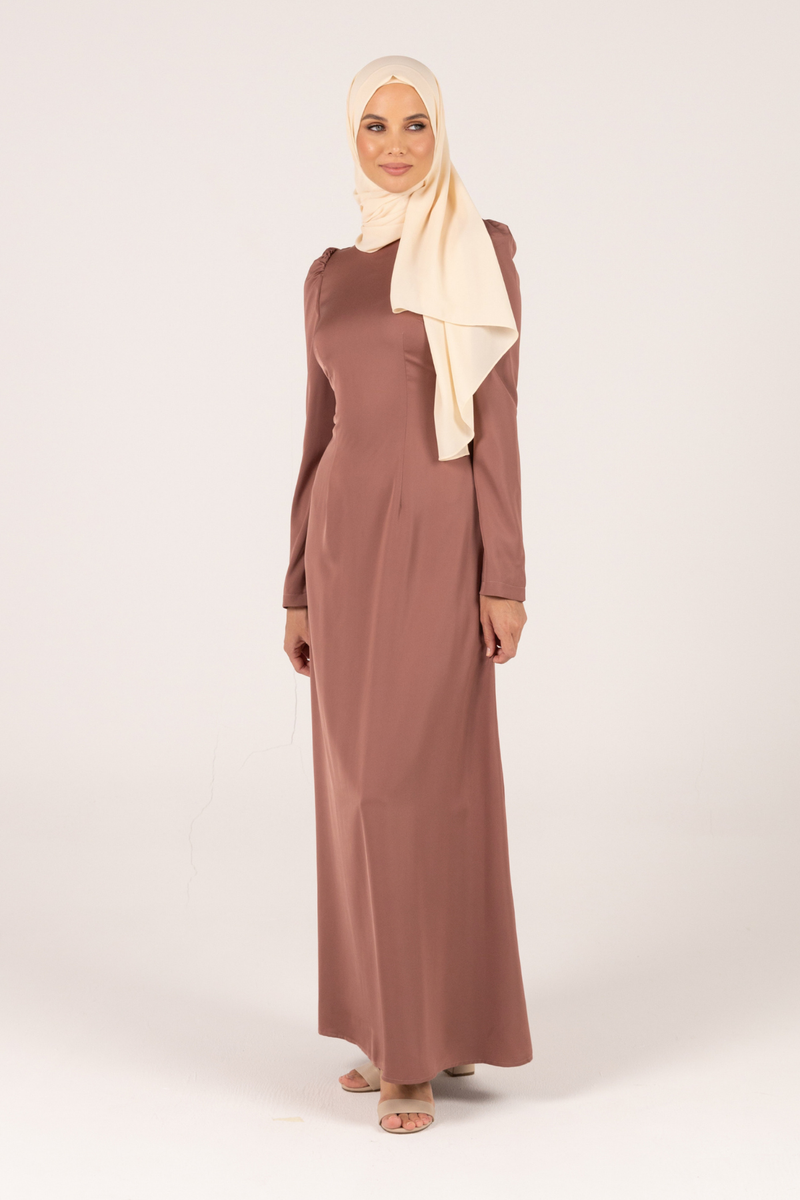 Luxury Satin Maxi Dress With Tie Back- Pink