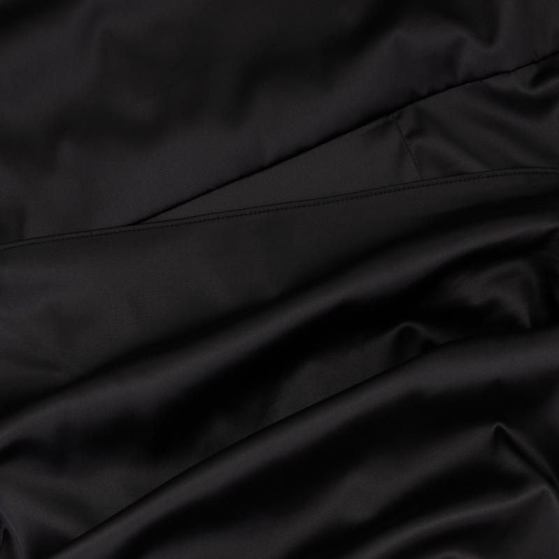 Classic Wrap Light Satin Maxi Dress - Black