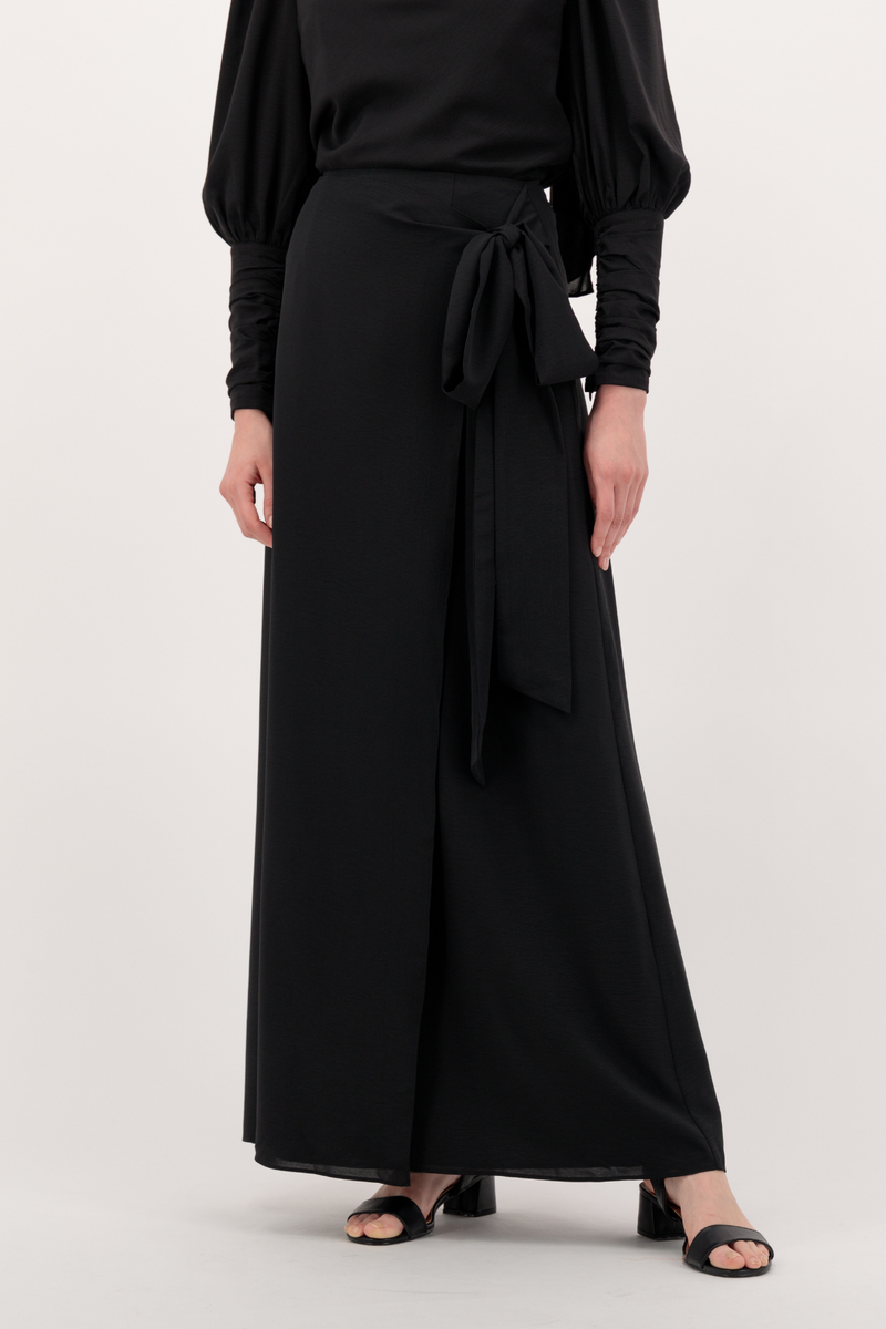 Summer Maxi Wrap Skirt - Black