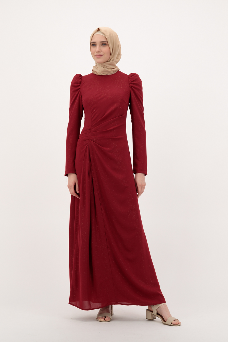 Luxury Chiffon Maxi Evening Dress- Red