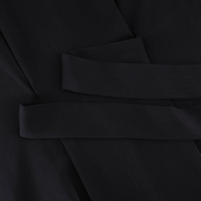 Elegant Maxi Crepe Belted  Dress - Black
