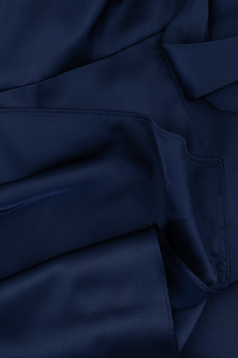 Classic Wrap Satin Maxi Dress - Navy Blue