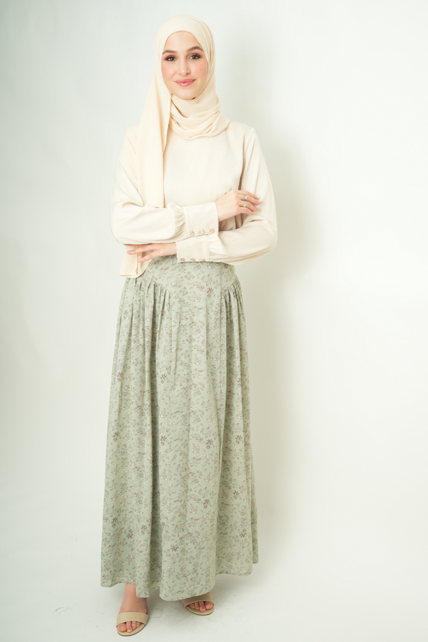 Summer Maxi Flowered Skirt - Green