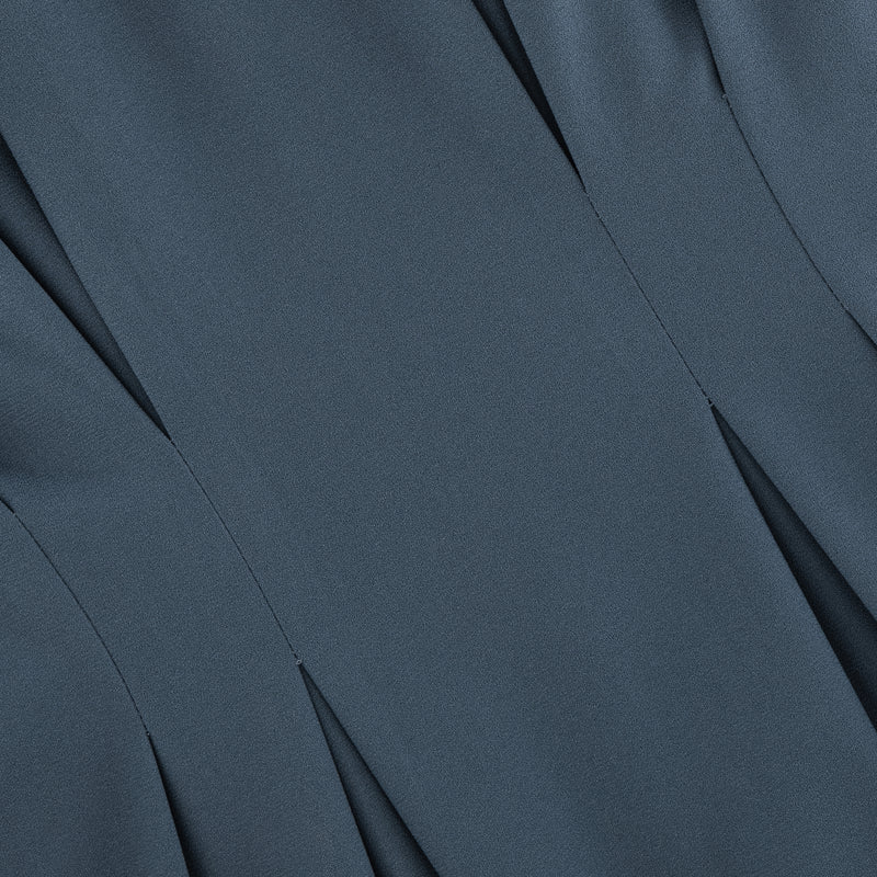 Classic Maxi Crepe Dress Puff Sleeves - Blue