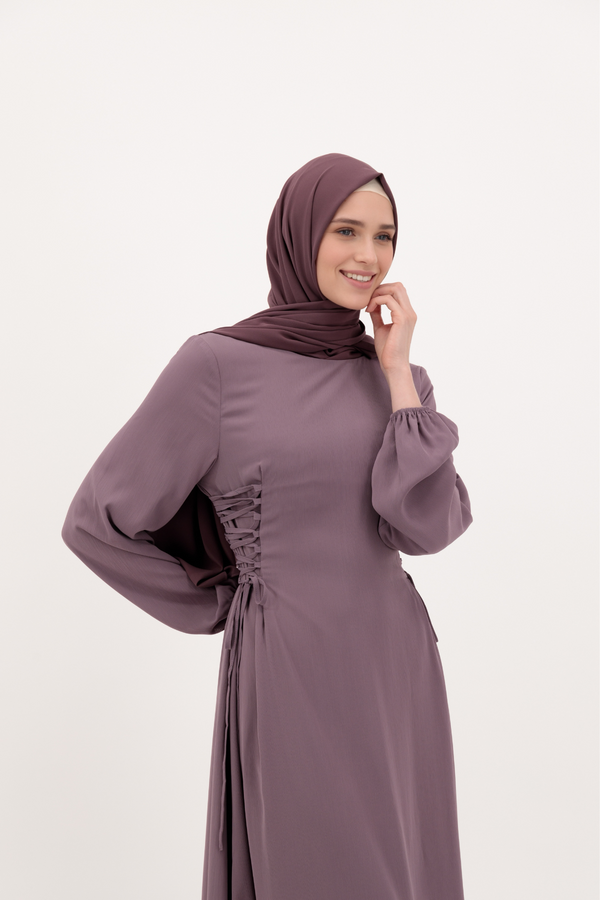 Flattering Chiffon Vintage Dress - Purple