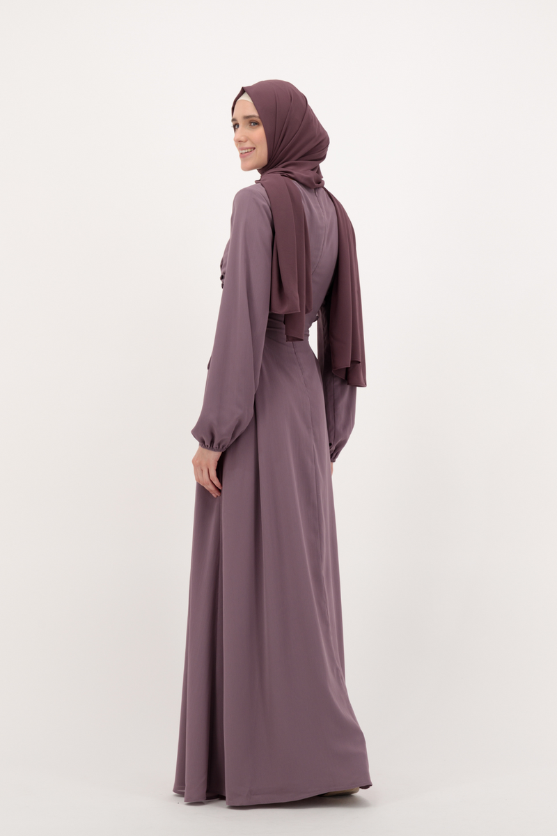 Flattering Chiffon Vintage Dress - Purple