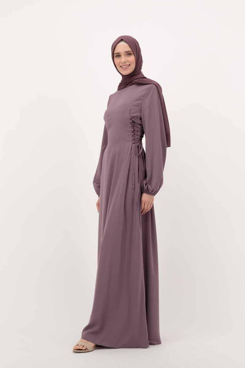 Flattering Chiffon Vintage Dress - Purple