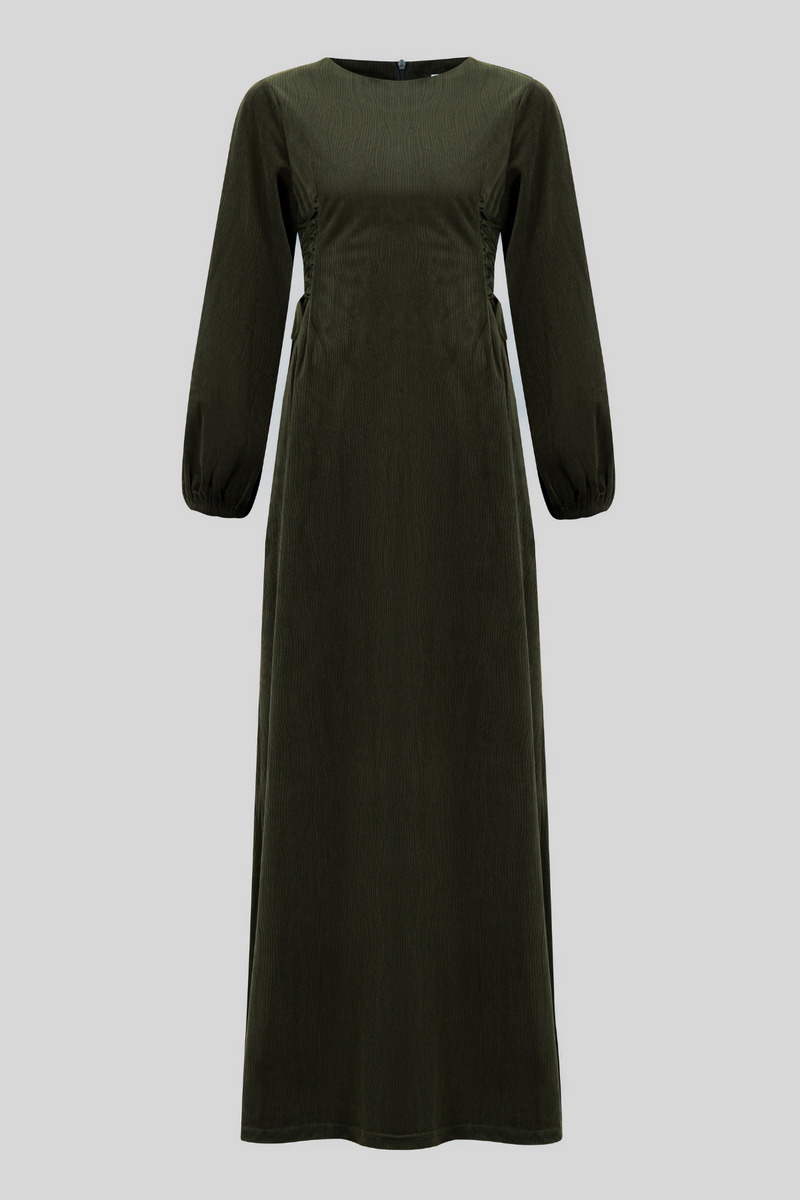 Velvet Zebra Dream Dress - Dark Olive Green