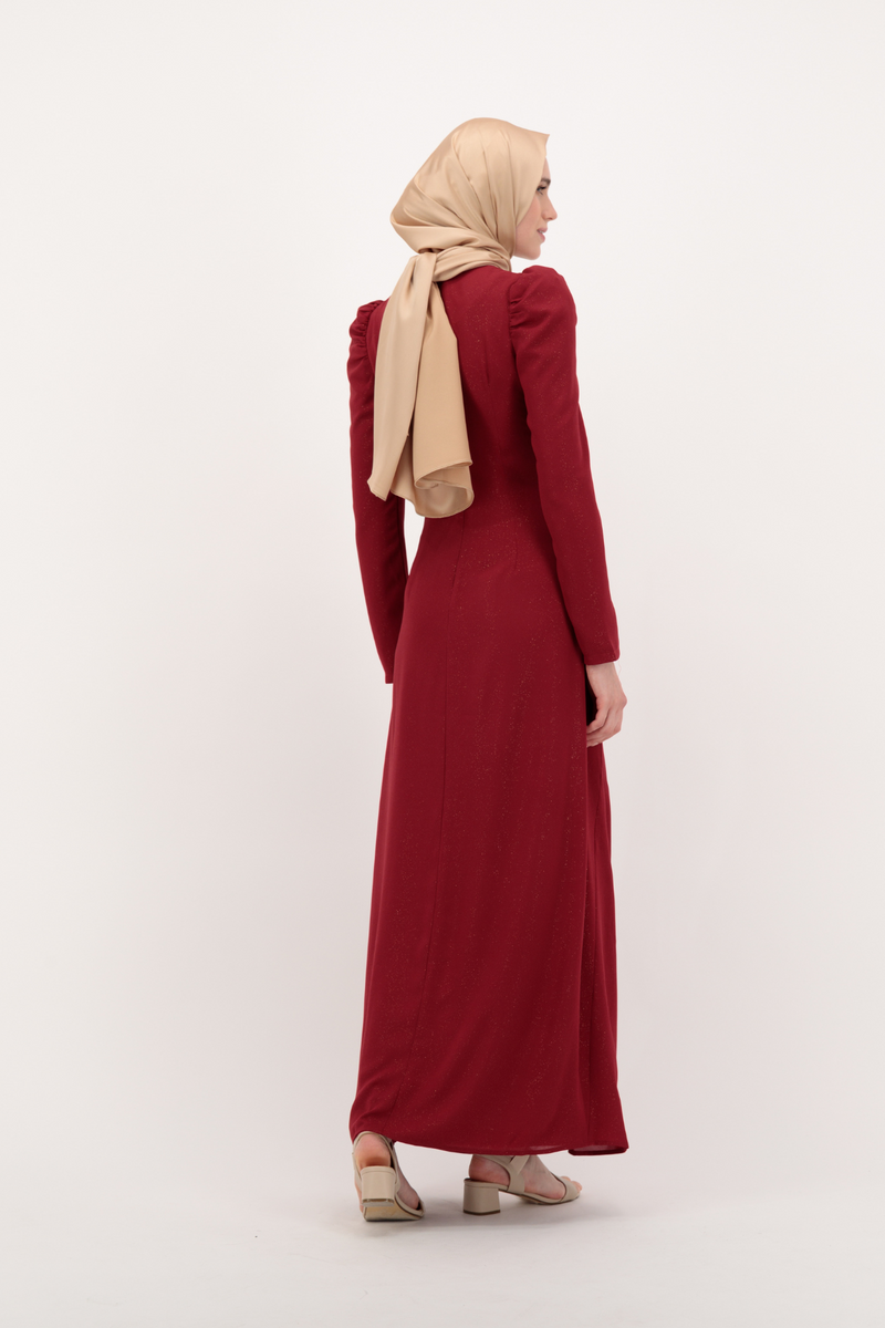 Luxury Chiffon Maxi Evening Dress- Red