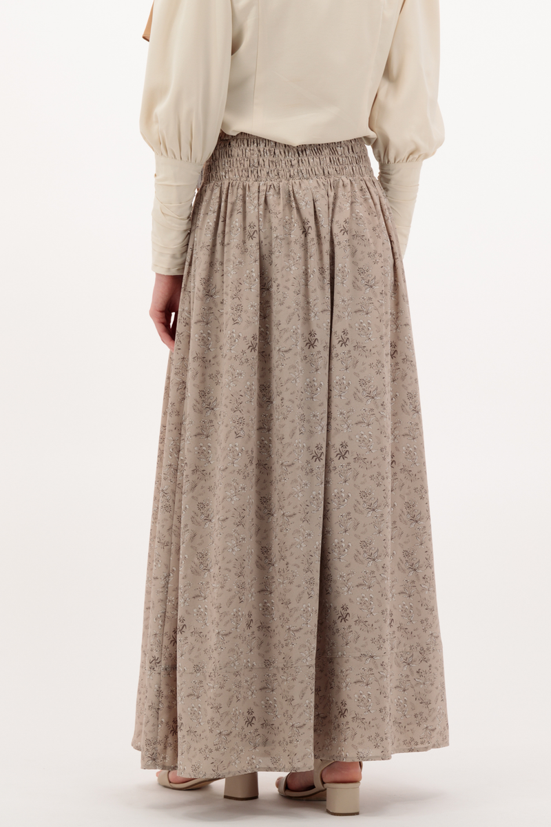 Summer Maxi Flowered Skirt - Camel