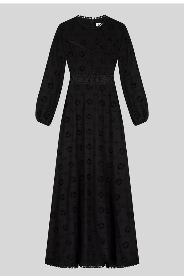 Luxury 100% Cotton Modest Beach Dress - BLACK