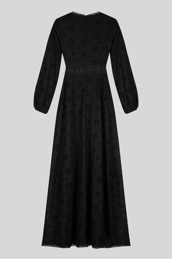 Luxury 100% Cotton Modest Beach Dress - BLACK