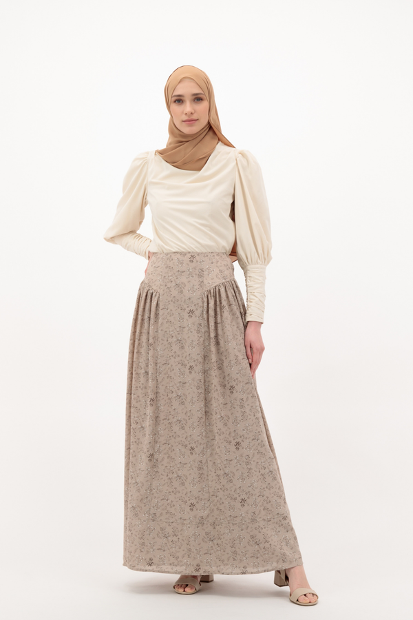 Summer Maxi Flowered Skirt - Camel