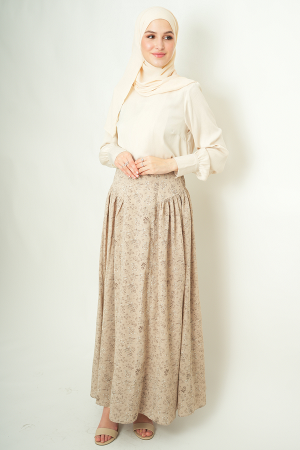 Summer Maxi Flowered Skirt - Camel