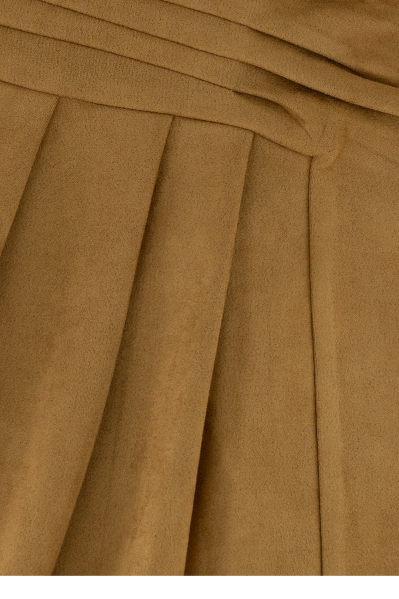 Maxi Suede Draped Skirt - Camel