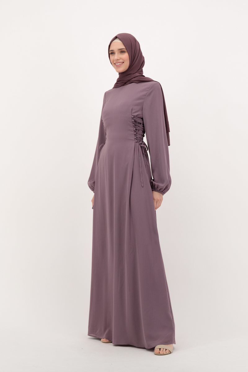 Flattering Chiffon Vintage Dress - Purple