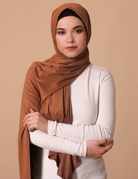 Chamomel Shawls Brown Luxury Plain Suede Hijab