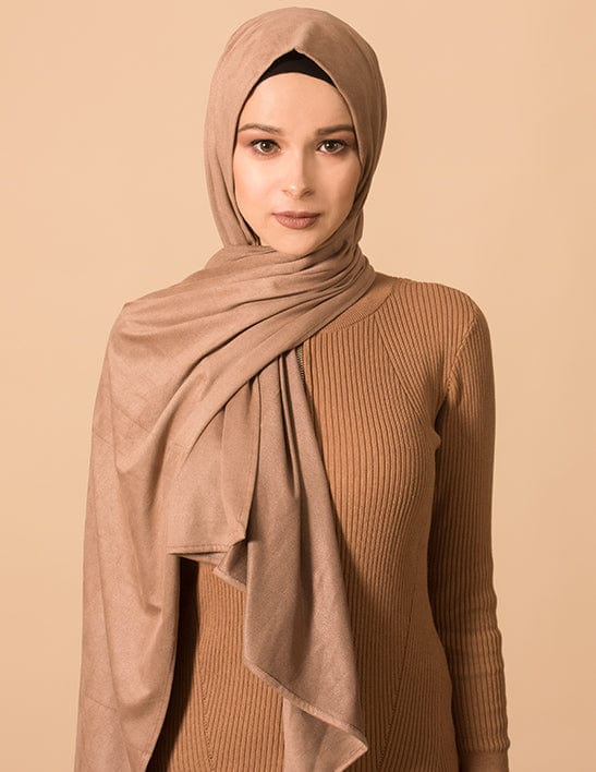 Chamomel Shawls Camel Luxury Plain Suede Hijab