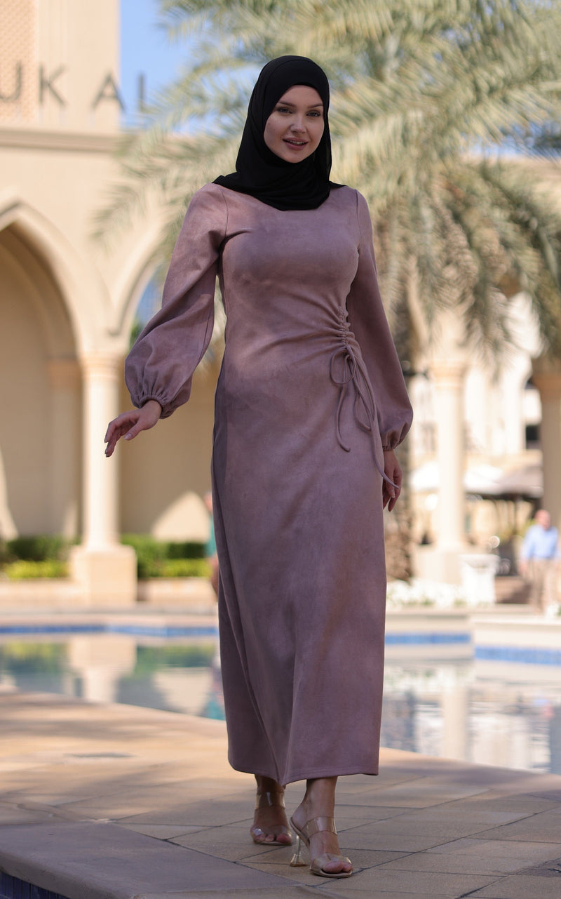 Chamomel Dresses Class Chic Suede Maxi Dress - Pink