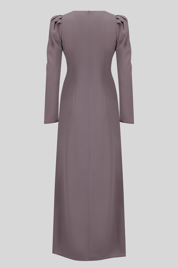 Chamomel Dresses Classic Maxi Crepe Dress Puff Sleeves - Light Purple