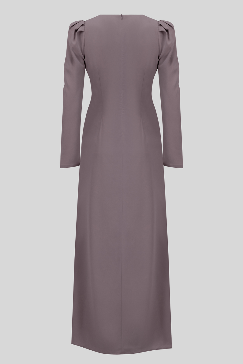 Chamomel Dresses Classic Maxi Crepe Dress Puff Sleeves - Light Purple