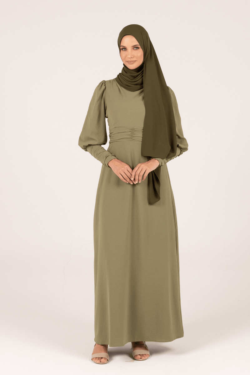 Chamomel Dresses Classic Queen Sleeves Crepe Maxi Dress - Green