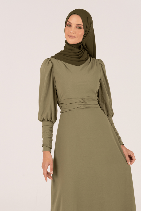 Chamomel Dresses Classic Queen Sleeves Crepe Maxi Dress - Green