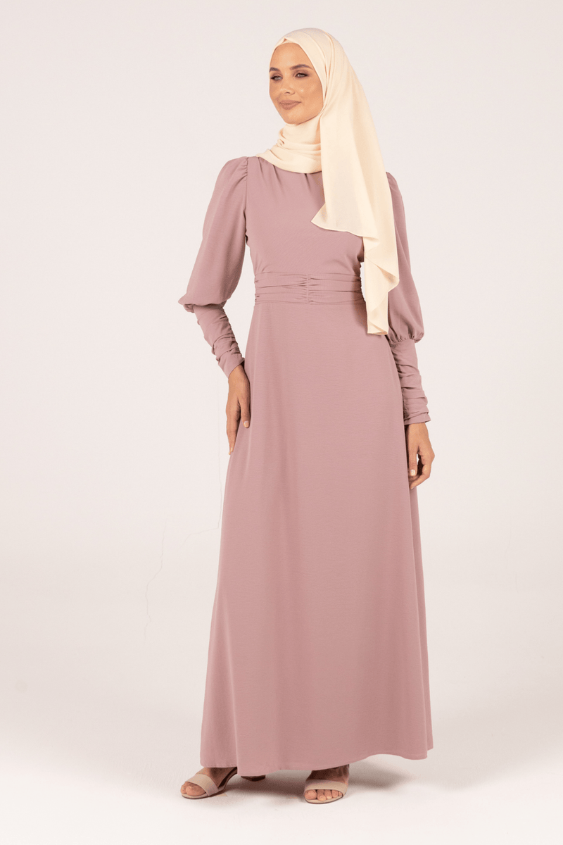 Chamomel Dresses Classic Queen Sleeves Crepe Maxi Dress - Pink