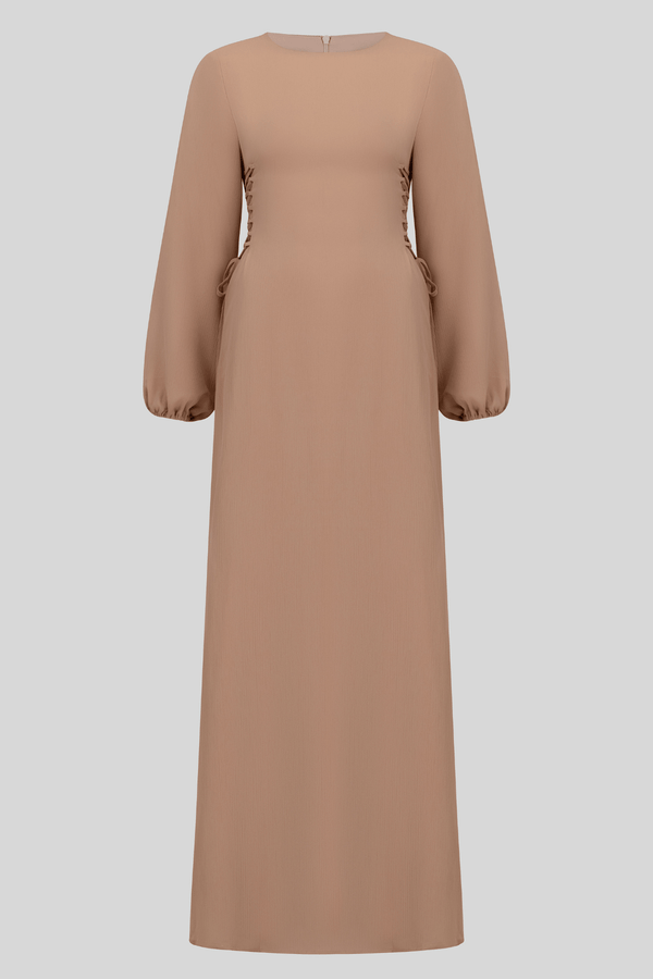 Chamomel Dresses Flattering Chiffon Vintage Dress - Caramel