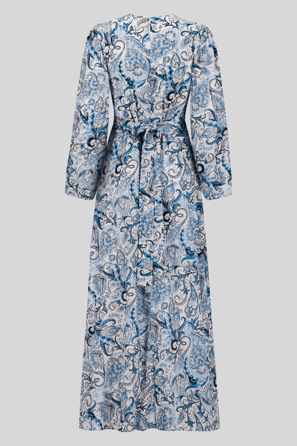 Chamomel Luxury 100% Printed Cotton Modest Dress - Blue