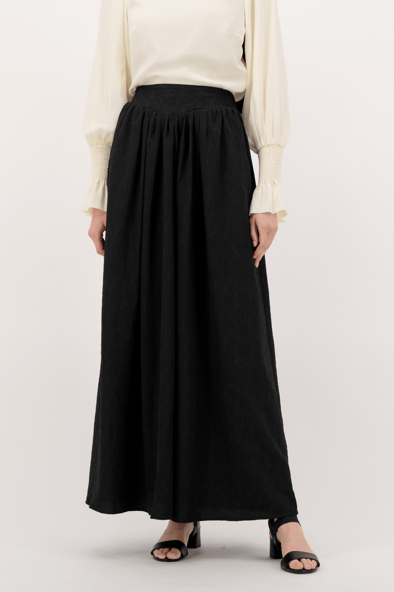 Chamomel Long Skirts Luxury Patterned Skirt - Black