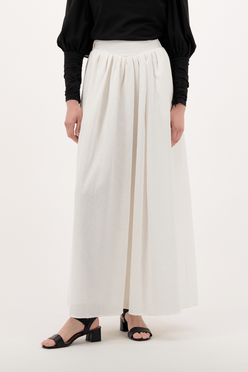 Chamomel Long Skirts Luxury Patterned Skirt - White